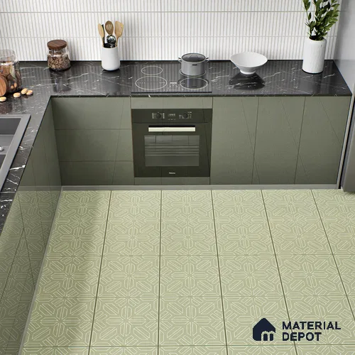 Moroccan Floor & Wall Tile TL 05089 D Morissa Mossy Jade 1 ft x 1 ft Ceramic Matte Finish - 9 mm | Suitable for Bathroom, Kitchen, Balcony | Please Expect a Slight Variation of Pattern