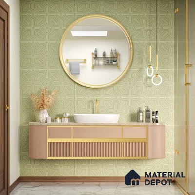 Moroccan Floor & Wall Tile TL 05089 D Morissa Mossy Jade 1 ft x 1 ft Ceramic Matte Finish - 9 mm | Suitable for Bathroom, Kitchen,  Balcony | Please Expect a Slight Variation of Pattern (Sample)