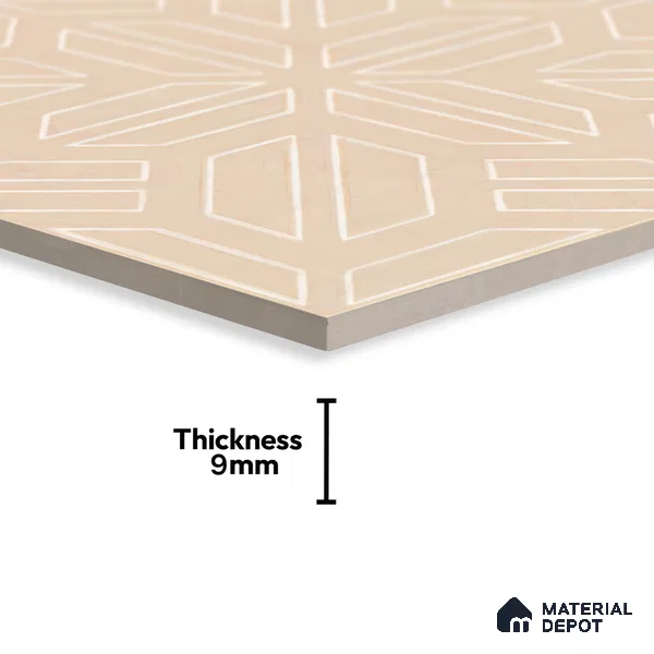 Moroccan Floor & Wall Tile TL 05089 Bauhaus Amber Glow 1 ft x 1 ft Ceramic Matte Finish - 9 mm | Suitable for Bathroom, Kitchen,  Balcony | Please Expect a Slight Variation of Pattern (Sample)
