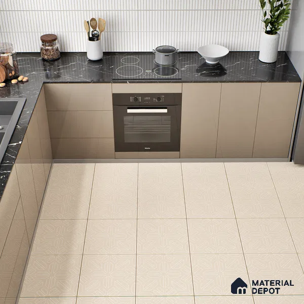 Moroccan Floor & Wall Tile TL 05089 Bauhaus Amber Glow 1 ft x 1 ft Ceramic Matte Finish - 9 mm | Suitable for Bathroom, Kitchen,  Balcony | Please Expect a Slight Variation of Pattern (Sample)