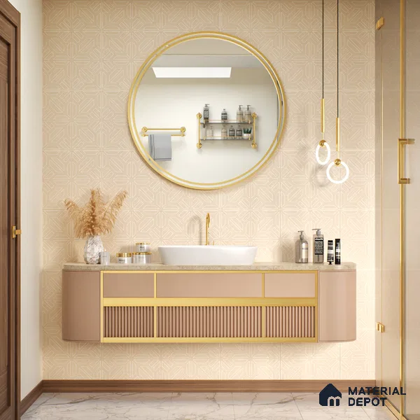 Moroccan Floor & Wall Tile TL 05089 Bauhaus Amber Glow 1 ft x 1 ft Ceramic Matte Finish - 9 mm | Suitable for Bathroom, Kitchen,  Balcony | Please Expect a Slight Variation of Pattern (Sample)