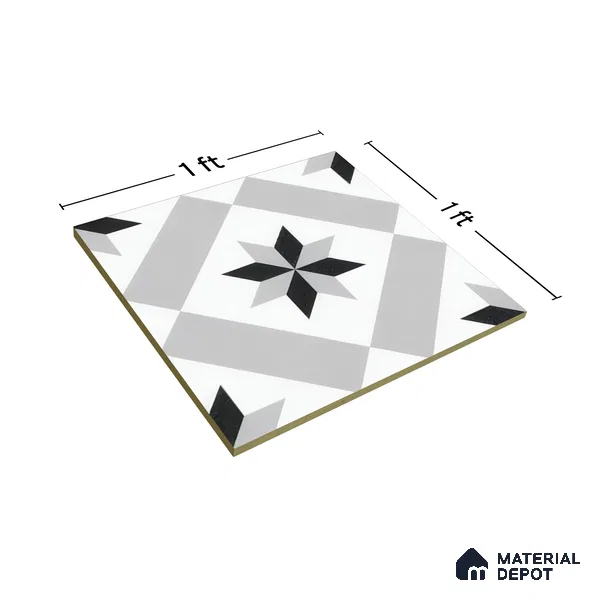Moroccan Floor & Wall Tile TL 05044 Morissa Astral Kasbah 1 ft x 1 ft Ceramic Matte Finish - 7.5 mm | Suitable for Bathroom, Kitchen,  Balcony | Please Expect a Slight Variation of Pattern (Sample)