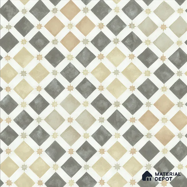 Moroccan Floor & Wall Tile TL 05061 Morissa Atlas Beige Stars 1 ft x 1 ft Ceramic Matte Finish - 8 mm | Suitable for Bathroom, Kitchen, Balcony | Please Expect a Slight Variation of Pattern