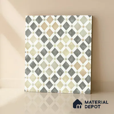 Moroccan Floor & Wall Tile TL 05061 Morissa Atlas Beige Stars 1 ft x 1 ft Ceramic Matte Finish - 8 mm | Suitable for Bathroom, Kitchen, Balcony | Please Expect a Slight Variation of Pattern