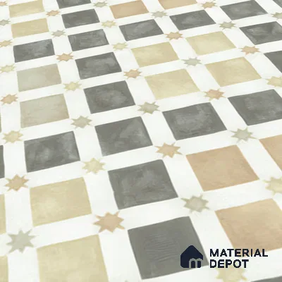 Moroccan Floor & Wall Tile TL 05061 Morissa Atlas Beige Stars 1 ft x 1 ft Ceramic Matte Finish - 8 mm | Suitable for Bathroom, Kitchen, Balcony | Please Expect a Slight Variation of Pattern