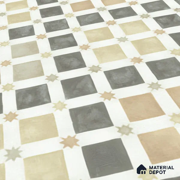 Moroccan Floor & Wall Tile TL 05061 Morissa Atlas Beige Stars 1 ft x 1 ft Ceramic Matte Finish - 8 mm | Suitable for Bathroom, Kitchen, Balcony | Please Expect a Slight Variation of Pattern