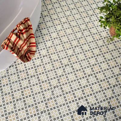Moroccan Floor & Wall Tile TL 05061 Morissa Atlas Beige Stars 1 ft x 1 ft Ceramic Matte Finish - 8 mm | Suitable for Bathroom, Kitchen, Balcony | Please Expect a Slight Variation of Pattern