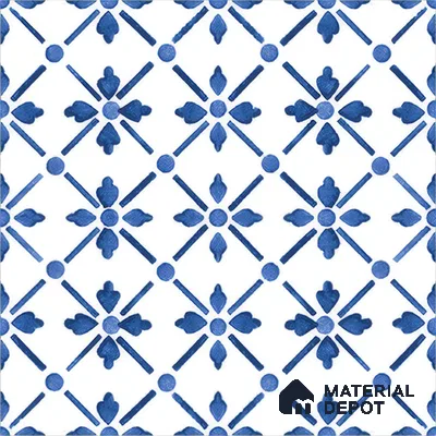 Moroccan Floor & Wall Tile TL 05053 Morissa Azure Blue Floral 1 ft x 1 ft Ceramic Matte Finish - 8 mm | Suitable for Bathroom, Kitchen,  Balcony | Please Expect a Slight Variation of Pattern