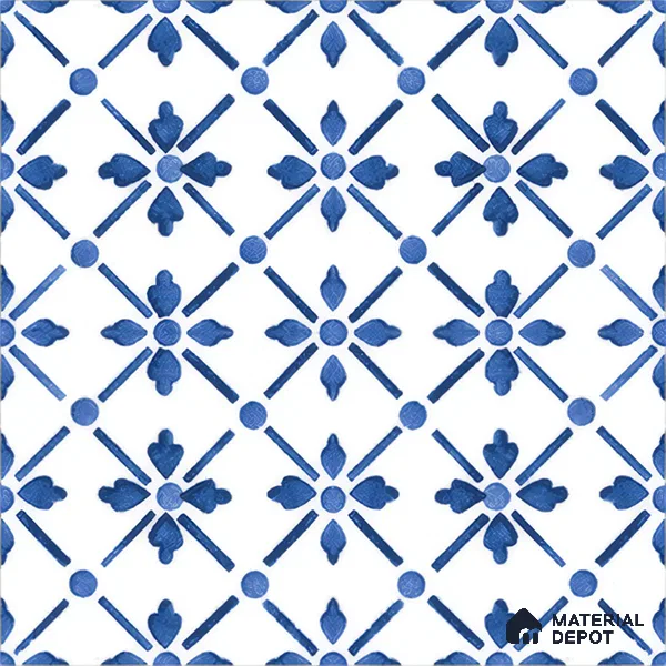 Moroccan Floor & Wall Tile TL 05053 Morissa Azure Blue Floral 1 ft x 1 ft Ceramic Matte Finish - 8 mm | Suitable for Bathroom, Kitchen,  Balcony | Please Expect a Slight Variation of Pattern
