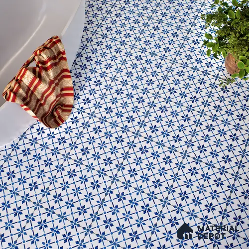 Moroccan Floor & Wall Tile TL 05053 Morissa Azure Blue Floral 1 ft x 1 ft Ceramic Matte Finish - 8 mm | Suitable for Bathroom, Kitchen,  Balcony | Please Expect a Slight Variation of Pattern