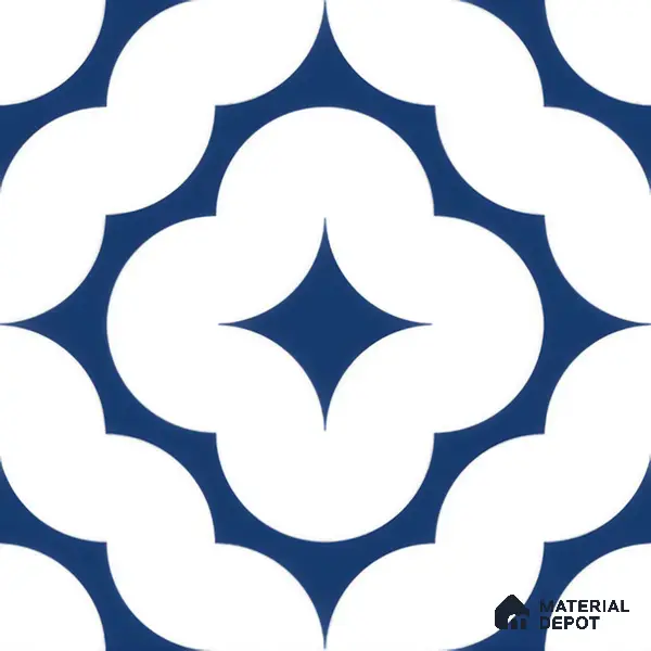 Moroccan Floor & Wall Tile TL 05055 Morissa Azure Cloud Star 1 ft x 1 ft Ceramic Matte Finish - 8 mm | Suitable for Bathroom, Kitchen, Balcony | Please Expect a Slight Variation of Pattern