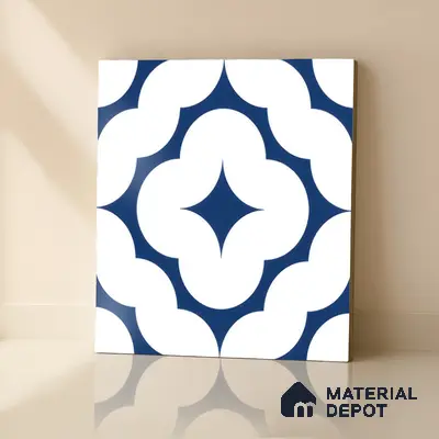 Moroccan Floor & Wall Tile TL 05055 Morissa Azure Cloud Star 1 ft x 1 ft Ceramic Matte Finish - 8 mm | Suitable for Bathroom, Kitchen,  Balcony | Please Expect a Slight Variation of Pattern
