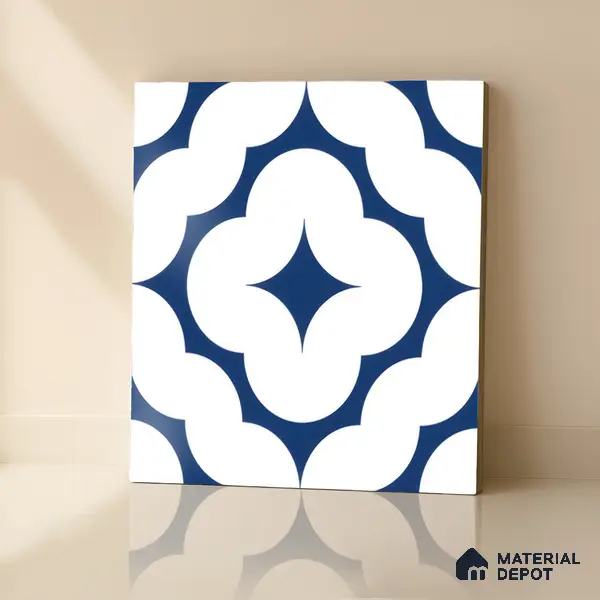 Moroccan Floor & Wall Tile TL 05055 Morissa Azure Cloud Star 1 ft x 1 ft Ceramic Matte Finish - 8 mm | Suitable for Bathroom, Kitchen, Balcony | Please Expect a Slight Variation of Pattern