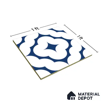 Moroccan Floor & Wall Tile TL 05055 Morissa Azure Cloud Star 1 ft x 1 ft Ceramic Matte Finish - 8 mm | Suitable for Bathroom, Kitchen,  Balcony | Please Expect a Slight Variation of Pattern