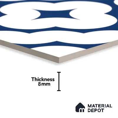 Moroccan Floor & Wall Tile TL 05055 Morissa Azure Cloud Star 1 ft x 1 ft Ceramic Matte Finish - 8 mm | Suitable for Bathroom, Kitchen,  Balcony | Please Expect a Slight Variation of Pattern