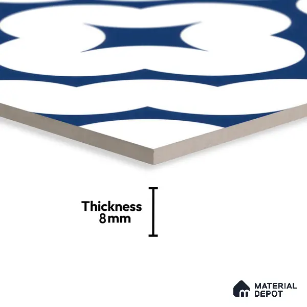 Moroccan Floor & Wall Tile TL 05055 Morissa Azure Cloud Star 1 ft x 1 ft Ceramic Matte Finish - 8 mm | Suitable for Bathroom, Kitchen, Balcony | Please Expect a Slight Variation of Pattern