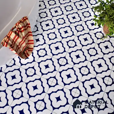 Moroccan Floor & Wall Tile TL 05055 Morissa Azure Cloud Star 1 ft x 1 ft Ceramic Matte Finish - 8 mm | Suitable for Bathroom, Kitchen,  Balcony | Please Expect a Slight Variation of Pattern
