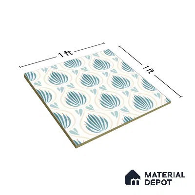 Moroccan Wall & Floor Tile TL 05085 Morissa Azure Frost 1 ft x 1 ft Ceramic Matte Finish - 9 mm | Suitable for Bathroom, Kitchen & Balcony | Please Expect a Slight Variation of Pattern