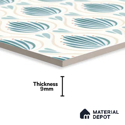 Moroccan Wall & Floor Tile TL 05085 Morissa Azure Frost 1 ft x 1 ft Ceramic Matte Finish - 9 mm | Suitable for Bathroom, Kitchen & Balcony | Please Expect a Slight Variation of Pattern