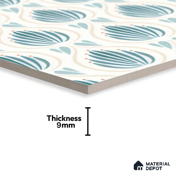 Moroccan Wall & Floor Tile TL 05085 Morissa Azure Frost 1 ft x 1 ft Ceramic Matte Finish - 9 mm | Suitable for Bathroom, Kitchen & Balcony | Please Expect a Slight Variation of Pattern