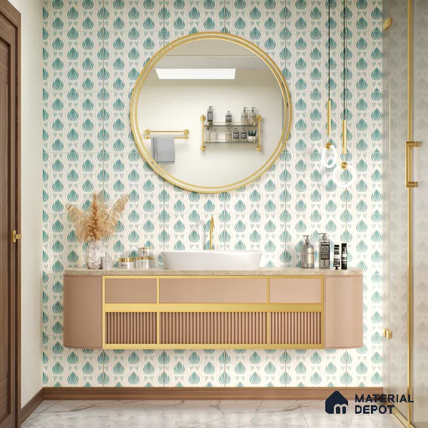 Moroccan Wall & Floor Tile TL 05085 Morissa Azure Frost 1 ft x 1 ft Ceramic Matte Finish - 9 mm | Suitable for Bathroom, Kitchen & Balcony | Please Expect a Slight Variation of Pattern