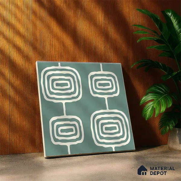 Moroccan Wall & Floor Tile TL 05082 B Bauhaus Emerald Green Box 1 ft x 1 ft Ceramic Matte Finish - 9 mm | Suitable for Bathroom, Kitchen & Balcony | Please Expect a Slight Variation of Pattern