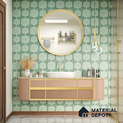 Moroccan Wall & Floor Tile TL 05082 B Bauhaus Emerald Green Box 1 ft x 1 ft Ceramic Matte Finish - 9 mm | Suitable for Bathroom, Kitchen & Balcony | Please Expect a Slight Variation of Pattern