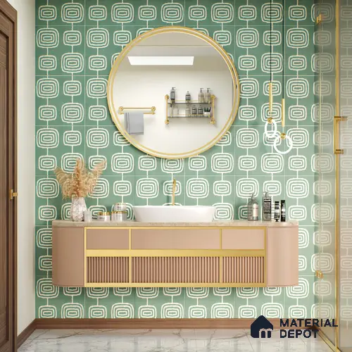Moroccan Wall & Floor Tile TL 05082 B Bauhaus Emerald Green Box 1 ft x 1 ft Ceramic Matte Finish - 9 mm | Suitable for Bathroom, Kitchen & Balcony | Please Expect a Slight Variation of Pattern