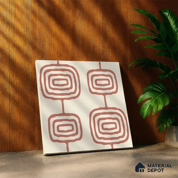 Moroccan Wall & Floor Tile TL 05082 Bauhaus Beige Box 1 ft x 1 ft Ceramic Matte Finish - 9 mm | Suitable for Bathroom, Kitchen & Balcony | Please Expect a Slight Variation of Pattern