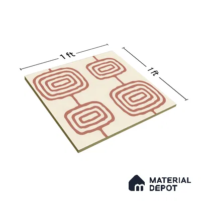 Moroccan Wall & Floor Tile TL 05082 Bauhaus Beige Box 1 ft x 1 ft Ceramic Matte Finish - 9 mm | Suitable for Bathroom, Kitchen & Balcony | Please Expect a Slight Variation of Pattern