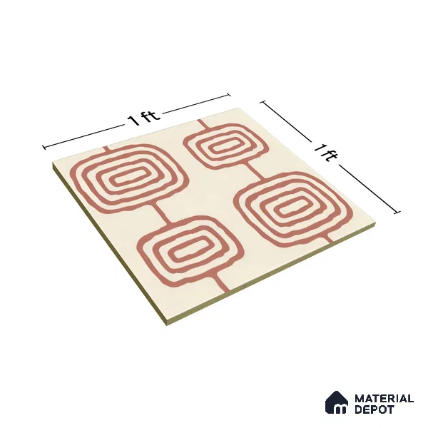 Moroccan Wall & Floor Tile TL 05082 Bauhaus Beige Box 1 ft x 1 ft Ceramic Matte Finish - 9 mm | Suitable for Bathroom, Kitchen & Balcony | Please Expect a Slight Variation of Pattern
