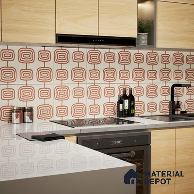 Moroccan Wall & Floor Tile TL 05082 Bauhaus Beige Box 1 ft x 1 ft Ceramic Matte Finish - 9 mm | Suitable for Bathroom, Kitchen & Balcony | Please Expect a Slight Variation of Pattern