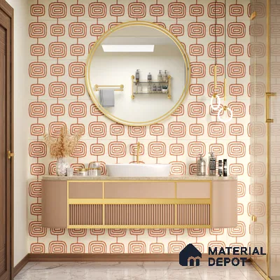 Moroccan Wall & Floor Tile TL 05082 Bauhaus Beige Box 1 ft x 1 ft Ceramic Matte Finish - 9 mm | Suitable for Bathroom, Kitchen & Balcony | Please Expect a Slight Variation of Pattern
