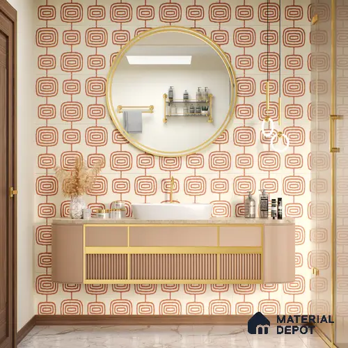 Moroccan Wall & Floor Tile TL 05082 Bauhaus Beige Box 1 ft x 1 ft Ceramic Matte Finish - 9 mm | Suitable for Bathroom, Kitchen & Balcony | Please Expect a Slight Variation of Pattern