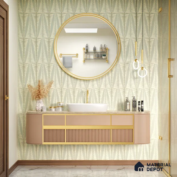 Moroccan Wall Tile TL 05069 Morissa Beige Pollen 1 ft x 1 ft Ceramic Matte Finish - 8 mm | Suitable for Bathroom, Kitchen & Balcony | Please Expect a Slight Variation of Pattern (Sample)
