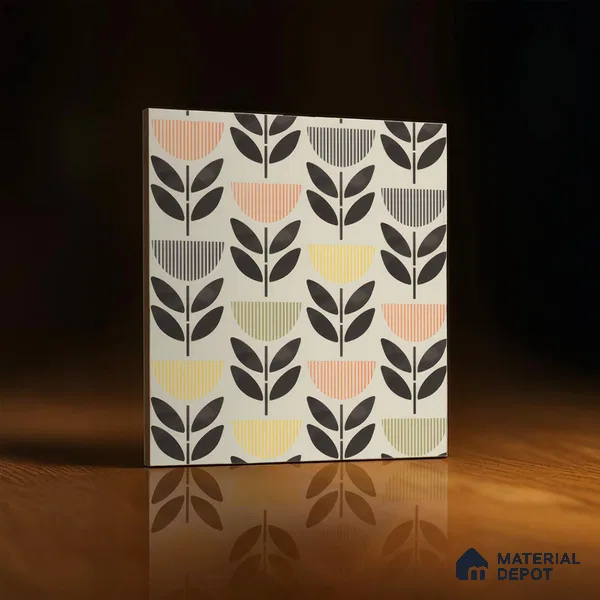 Moroccan Wall Tile Tile TL 05075 Morissa Black Plant Pot 1 ft x 1 ft Ceramic Matte Finish - 8 mm | Suitable for Bathroom, Kitchen & Balcony | Please Expect a Slight Variation of Pattern (Sample)