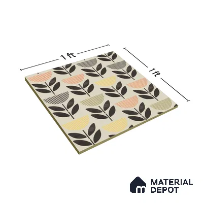 Moroccan Wall Tile Tile TL 05075 Morissa Black Plant Pot 1 ft x 1 ft Ceramic Matte Finish - 8 mm | Suitable for Bathroom, Kitchen & Balcony | Please Expect a Slight Variation of Pattern (Sample)