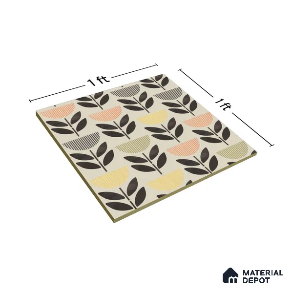 Moroccan Wall Tile Tile TL 05075 Morissa Black Plant Pot 1 ft x 1 ft Ceramic Matte Finish - 8 mm | Suitable for Bathroom, Kitchen & Balcony | Please Expect a Slight Variation of Pattern (Sample)