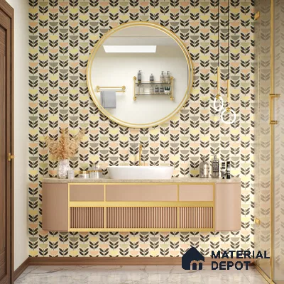 Moroccan Wall Tile Tile TL 05075 Morissa Black Plant Pot 1 ft x 1 ft Ceramic Matte Finish - 8 mm | Suitable for Bathroom, Kitchen & Balcony | Please Expect a Slight Variation of Pattern (Sample)