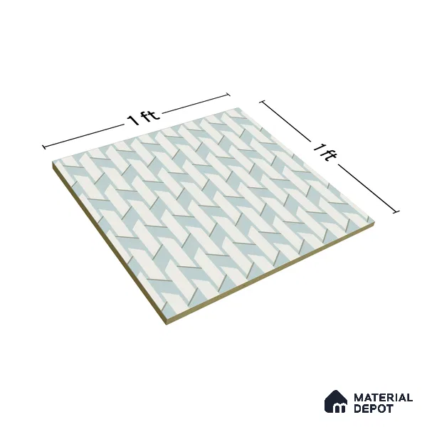 Moroccan Floor & Wall Tile TL 05064 Morissa Blue Abstract 1 ft x 1 ft Ceramic Matte Finish - 8 mm | Suitable for Bathroom, Kitchen,  Balcony | Please Expect a Slight Variation of Pattern (Sample)