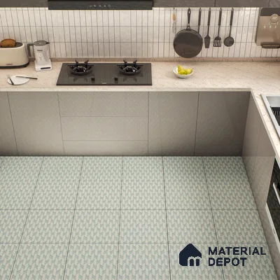 Moroccan Floor & Wall Tile TL 05064 Morissa Blue Abstract 1 ft x 1 ft Ceramic Matte Finish - 8 mm | Suitable for Bathroom, Kitchen,  Balcony | Please Expect a Slight Variation of Pattern (Sample)