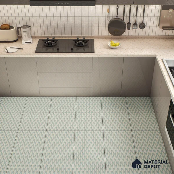 Moroccan Floor & Wall Tile TL 05064 Morissa Blue Abstract 1 ft x 1 ft Ceramic Matte Finish - 8 mm | Suitable for Bathroom, Kitchen,  Balcony | Please Expect a Slight Variation of Pattern (Sample)