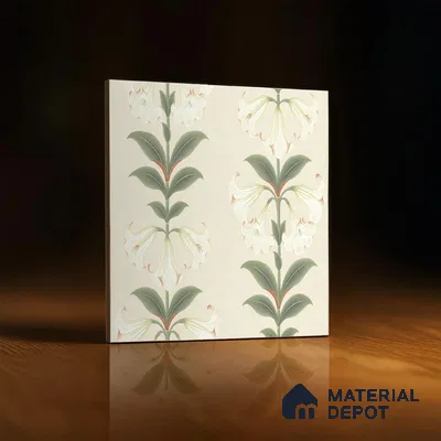 Floral Wall Tile TL 05073 Morissa Cream Tropical 1 ft x 1 ft Ceramic Matte Finish - 8 mm | Suitable for Bathroom, Kitchen & Balcony | Please Expect a Slight Variation of Pattern