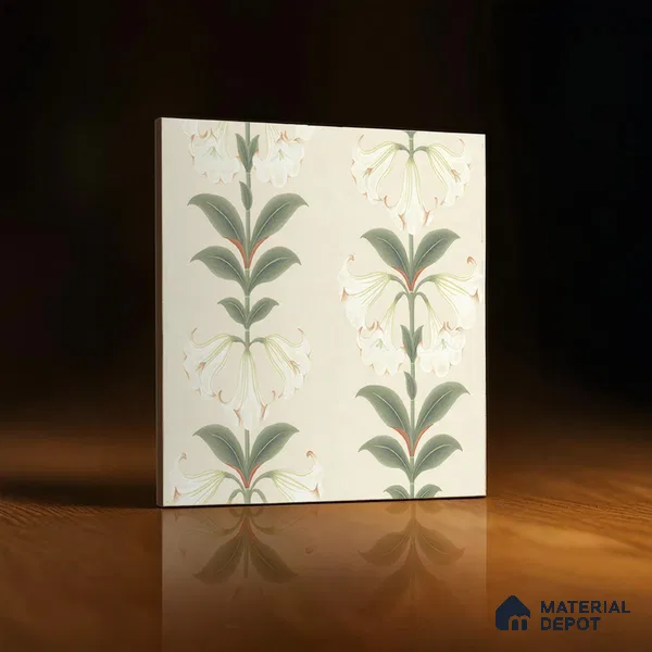 Floral Wall Tile TL 05073 Morissa Cream Tropical 1 ft x 1 ft Ceramic Matte Finish - 8 mm | Suitable for Bathroom, Kitchen & Balcony | Please Expect a Slight Variation of Pattern