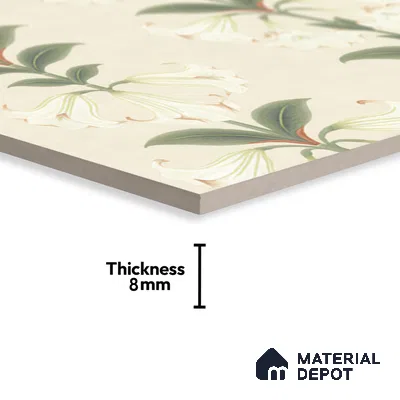 Floral Wall Tile TL 05073 Morissa Cream Tropical 1 ft x 1 ft Ceramic Matte Finish - 8 mm | Suitable for Bathroom, Kitchen & Balcony | Please Expect a Slight Variation of Pattern