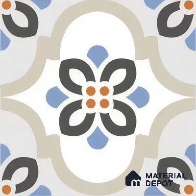 Moroccan Floor & Wall Tile TL 05051 Morissa Desert Bloom 1 ft x 1 ft Ceramic Matte Finish - 7.5 mm | Suitable for Bathroom, Kitchen,  Balcony | Please Expect a Slight Variation of Pattern (Sample)