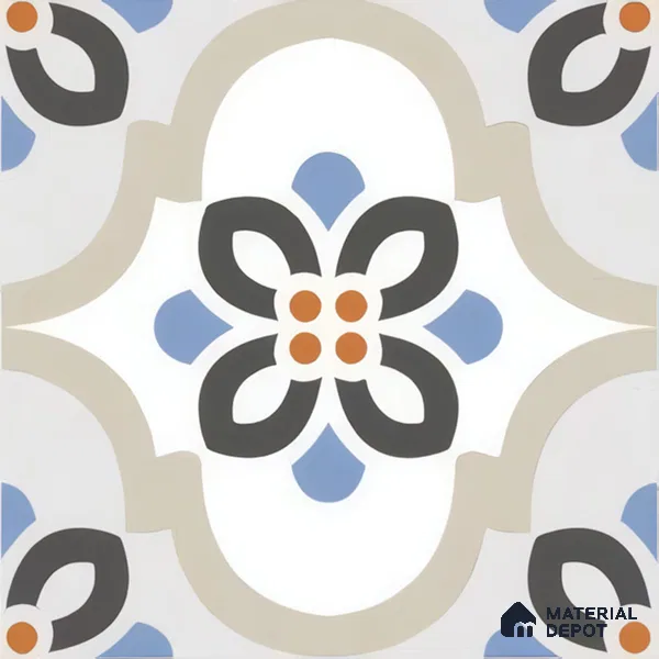 Moroccan Floor & Wall Tile TL 05051 Morissa Desert Bloom 1 ft x 1 ft Ceramic Matte Finish - 7.5 mm | Suitable for Bathroom, Kitchen,  Balcony | Please Expect a Slight Variation of Pattern (Sample)