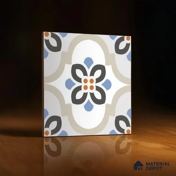 Moroccan Floor & Wall Tile TL 05051 Morissa Desert Bloom 1 ft x 1 ft Ceramic Matte Finish - 7.5 mm | Suitable for Bathroom, Kitchen,  Balcony | Please Expect a Slight Variation of Pattern (Sample)