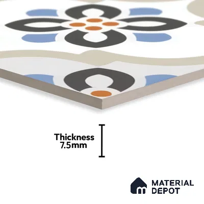 Moroccan Floor & Wall Tile TL 05051 Morissa Desert Bloom 1 ft x 1 ft Ceramic Matte Finish - 7.5 mm | Suitable for Bathroom, Kitchen,  Balcony | Please Expect a Slight Variation of Pattern (Sample)