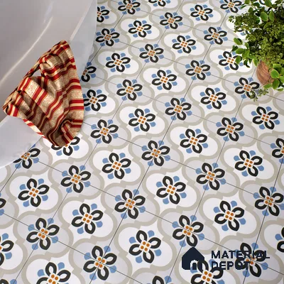 Moroccan Floor & Wall Tile TL 05051 Morissa Desert Bloom 1 ft x 1 ft Ceramic Matte Finish - 7.5 mm | Suitable for Bathroom, Kitchen,  Balcony | Please Expect a Slight Variation of Pattern (Sample)
